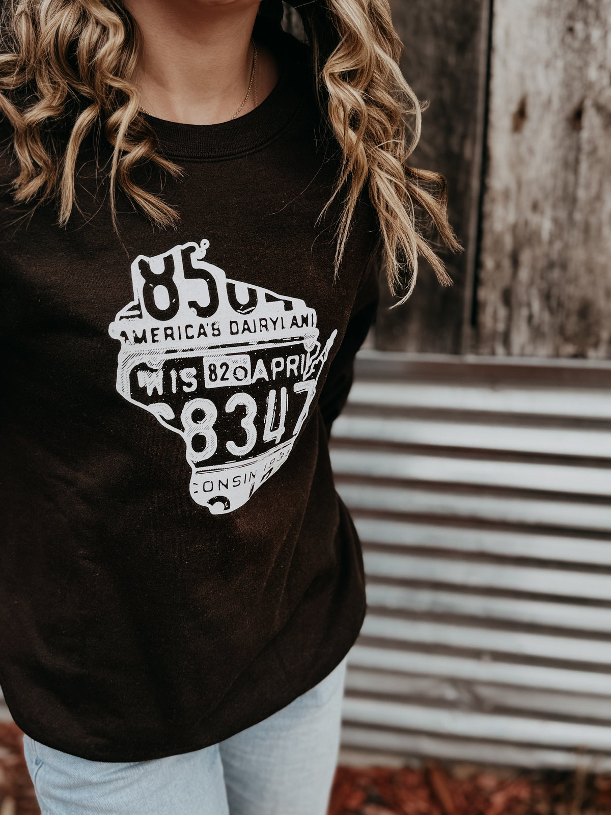 Wisconsin License Plate Map Sweatshirt