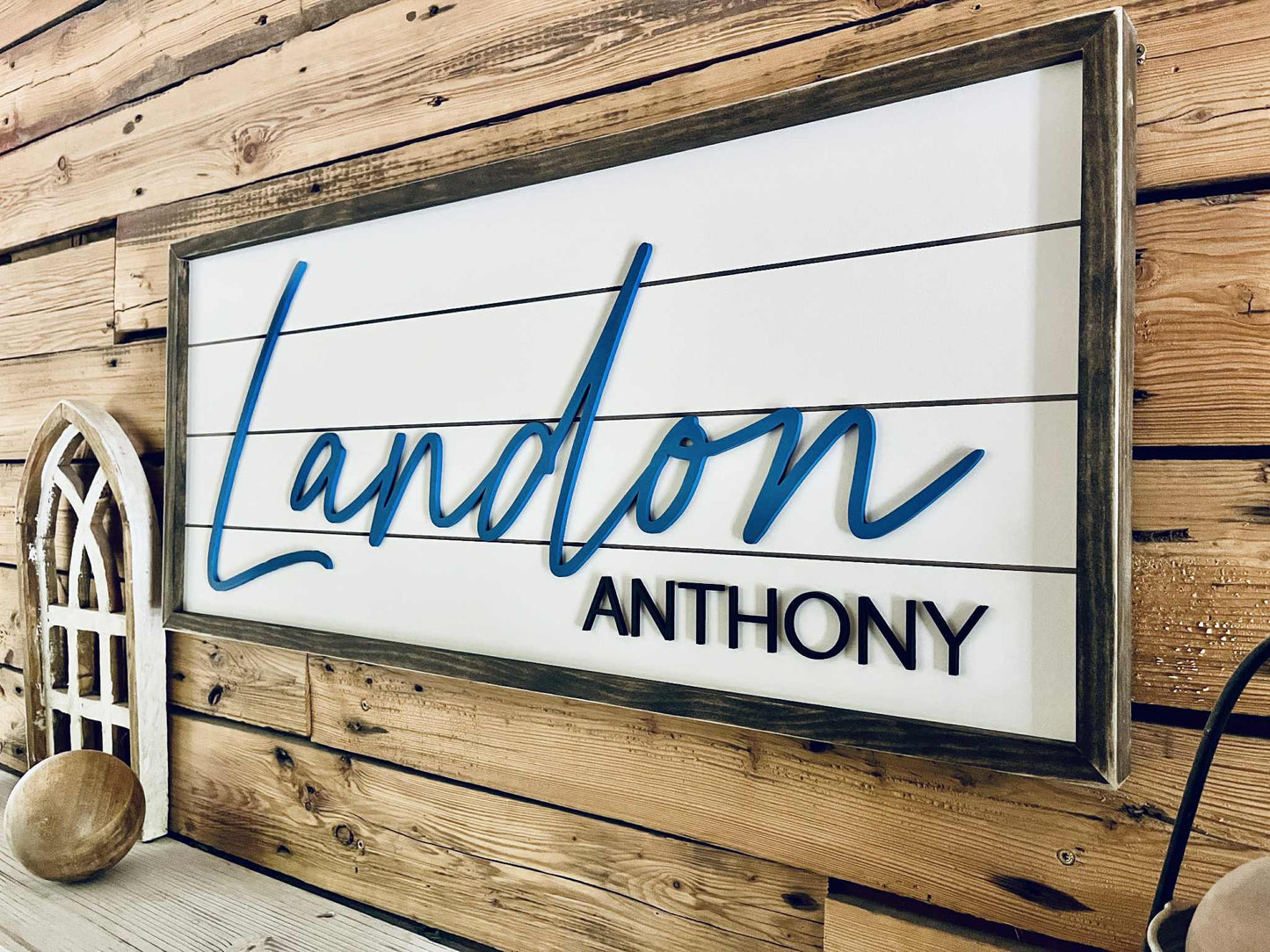 Personalized Nursery Name Sign – Custom Wood Baby Name Sign with First and Middle Name – Farmhouse Wall Decor for Boys Room or Baby Shower Gift