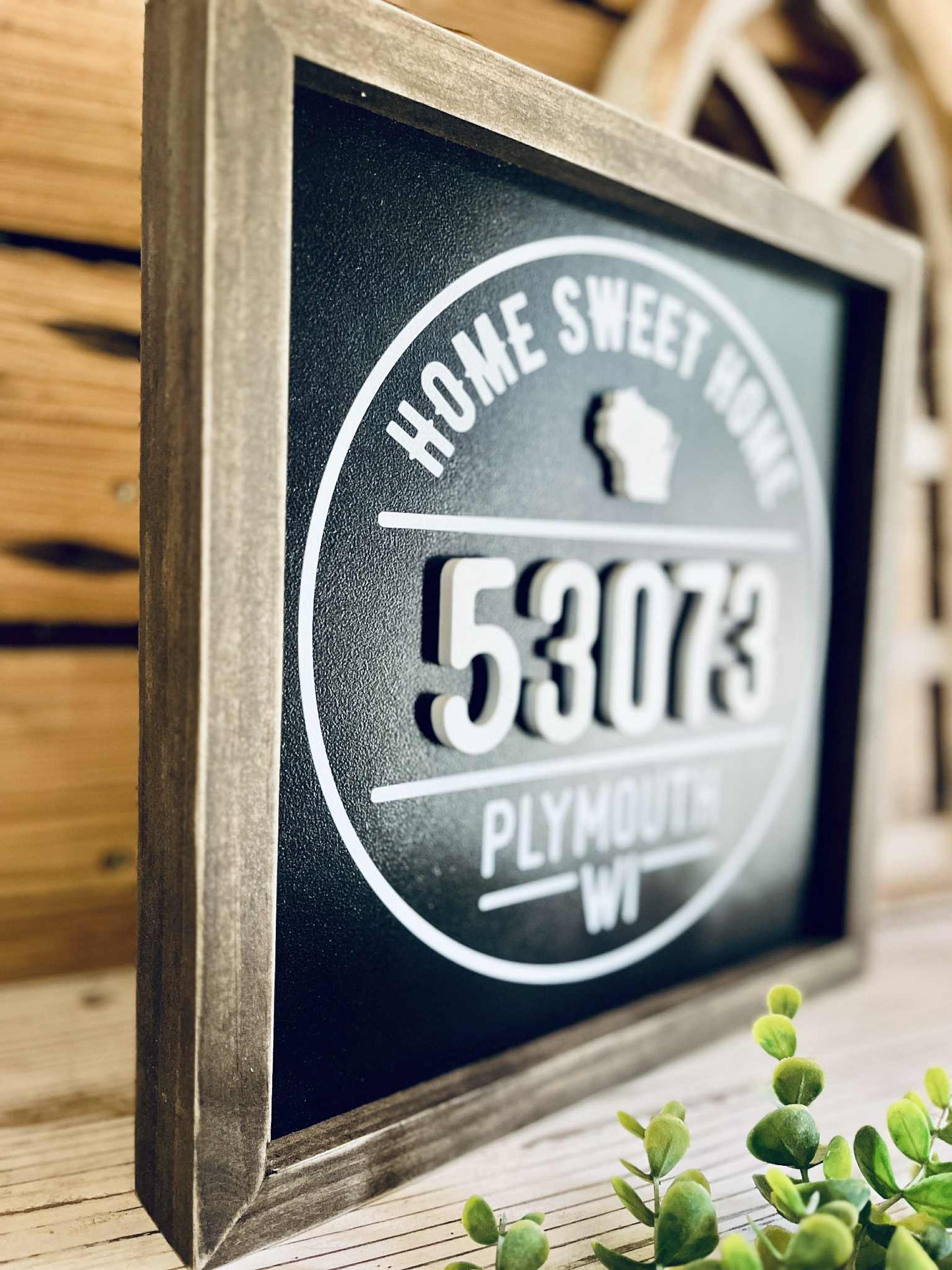 Custom Home Zip Code Sign | Personalized City & Zip Code Decor | Raised Lettering & Printed Background