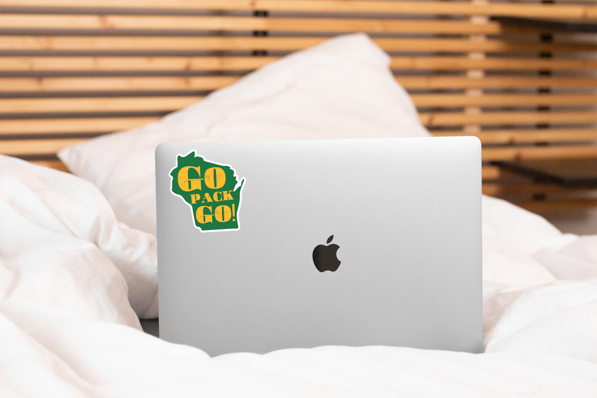 Go Pack Go Sticker - Green Bay, Wisconsin, football, Packers