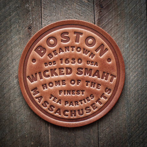 Boston Wicked Smaht/Smart Leather Coaster