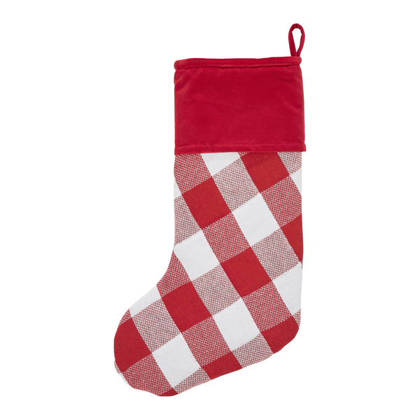 Annie Red Check Stocking with Personalized Leather Patch