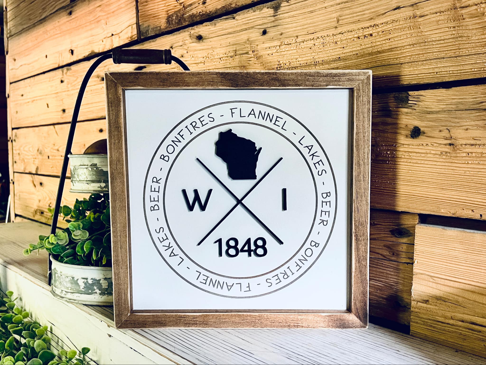 Wisconsin Bonfires | Wisconsin Art | Wisconsin Home Sign | Wisconsin Home Decor | Wisconsin Gifts