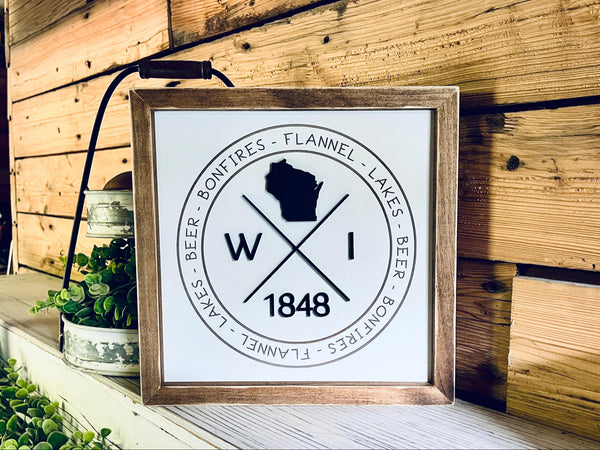 Wisconsin Bonfires | Wisconsin Art | Wisconsin Home Sign | Wisconsin Home Decor | Wisconsin Gifts