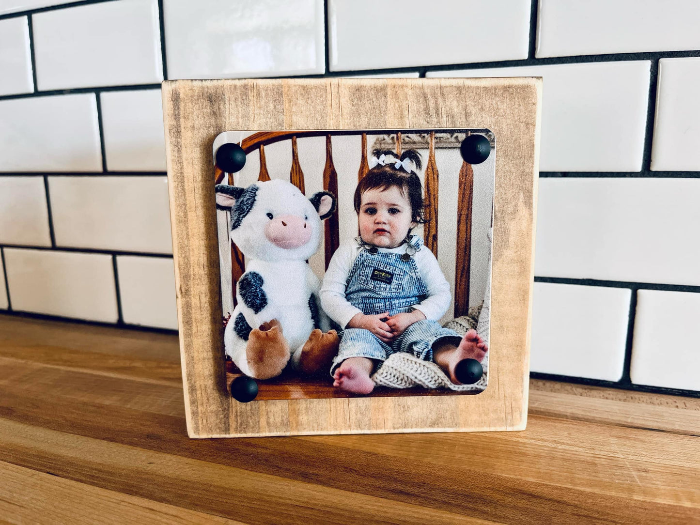Personalized Photo Block Shelf Sitter – Custom Wood Picture Display