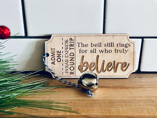 Polar Express Ticket Ornament | Yearly Tradition | Ornament with Jingle Bell | Christmas Ornament for Kids | The Bell Still Rings for All Who Truly Believe