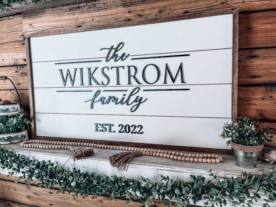 Family Name Sign for Wall | Wood Family Name Sign | Rectangular Name Sign