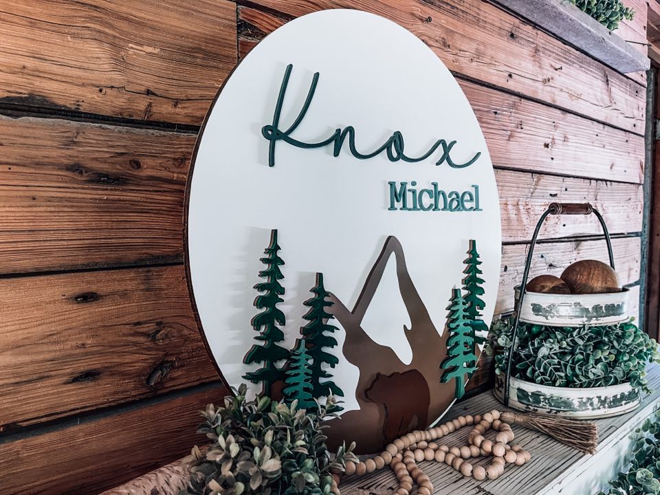 Nursery Name Sign for Boy | Nature Nursery Decor | Wildlife Nursery | Woodland 3D Name Sign | Nursery name sign | Nursery room decor