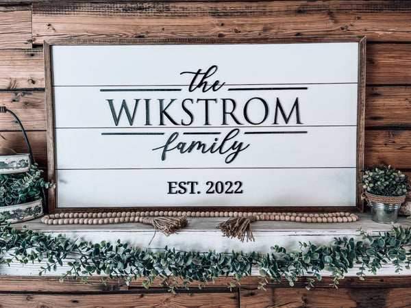 Family Name Sign for Wall | Wood Family Name Sign | Rectangular Name Sign