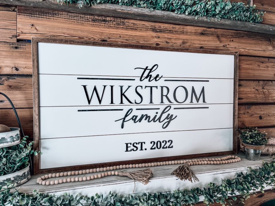 Family Name Sign for Wall | Wood Family Name Sign | Rectangular Name Sign