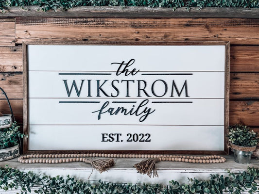 Family Name Sign for Wall | Wood Family Name Sign | Rectangular Name Sign