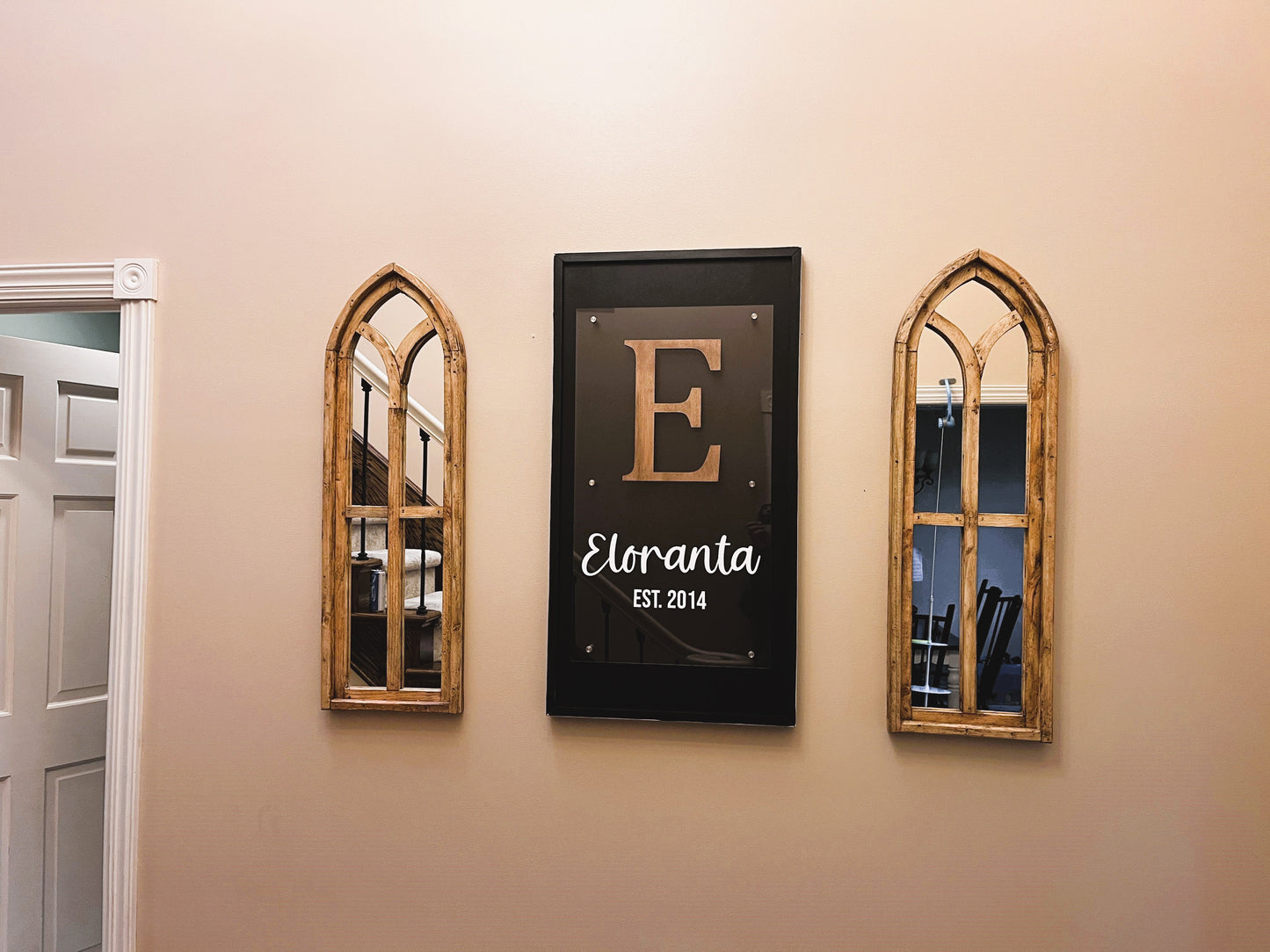 Personalized Family Name Sign | Wood and Acrylic Overlay Sign | Mosaic Art | Standoff Sign