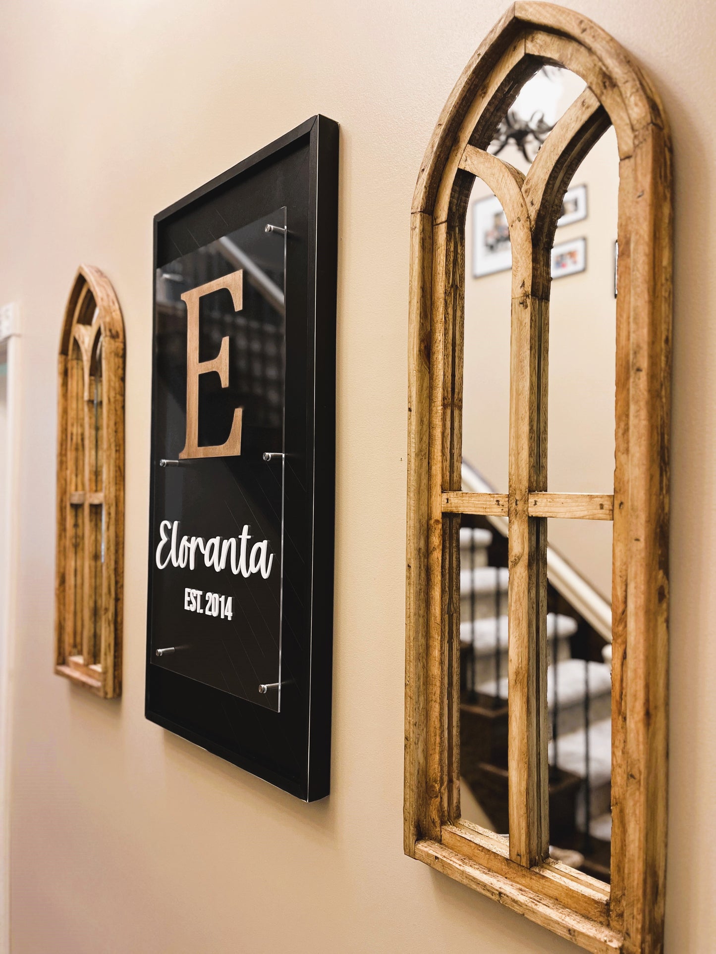Personalized Family Name Sign | Wood and Acrylic Overlay Sign | Mosaic Art | Standoff Sign