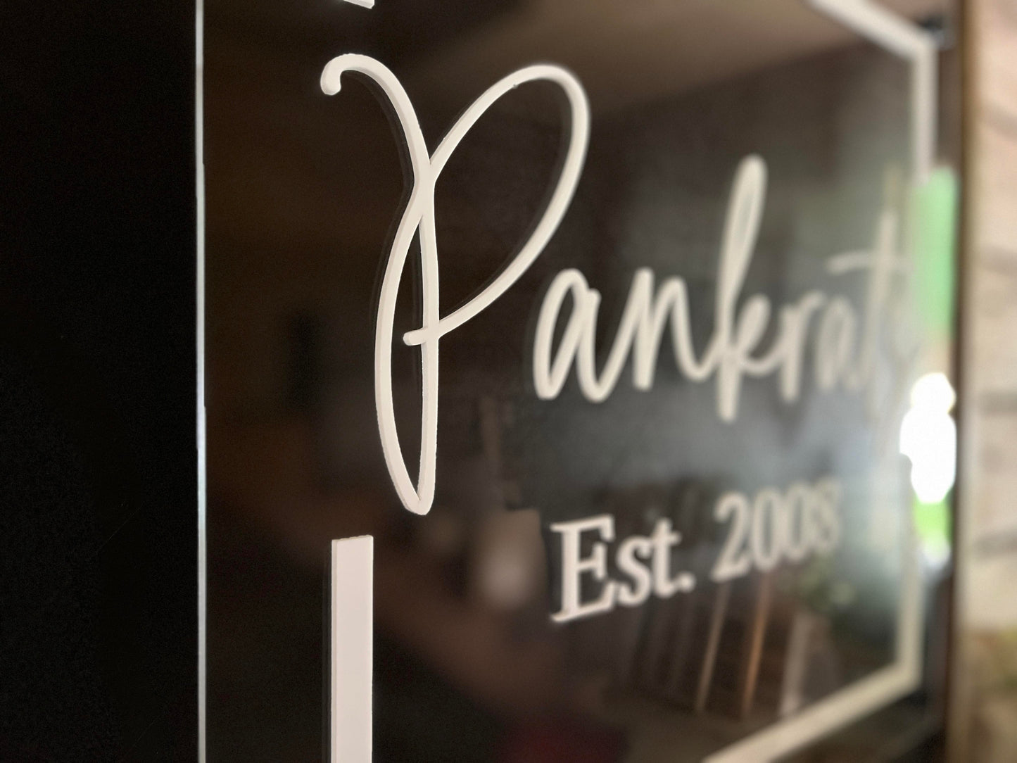 Square Personalized Family Name Sign | Wood and Acrylic Overlay Sign | Mosaic Art | Standoff Sign