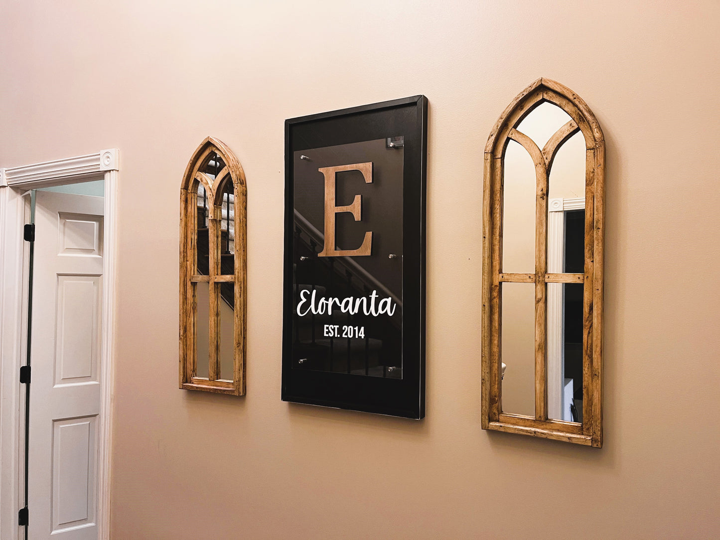 Personalized Family Name Sign | Wood and Acrylic Overlay Sign | Mosaic Art | Standoff Sign