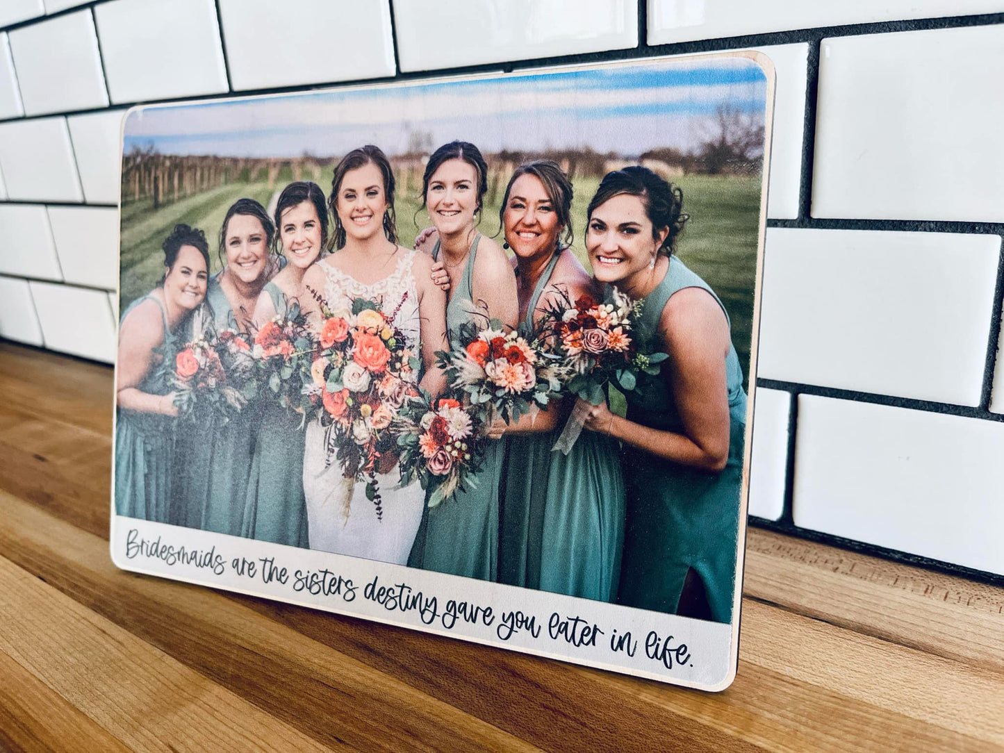 Personalized Bridesmaid Gift | Custom Wedding Photo on Wood | Bridal Party Keepsake
