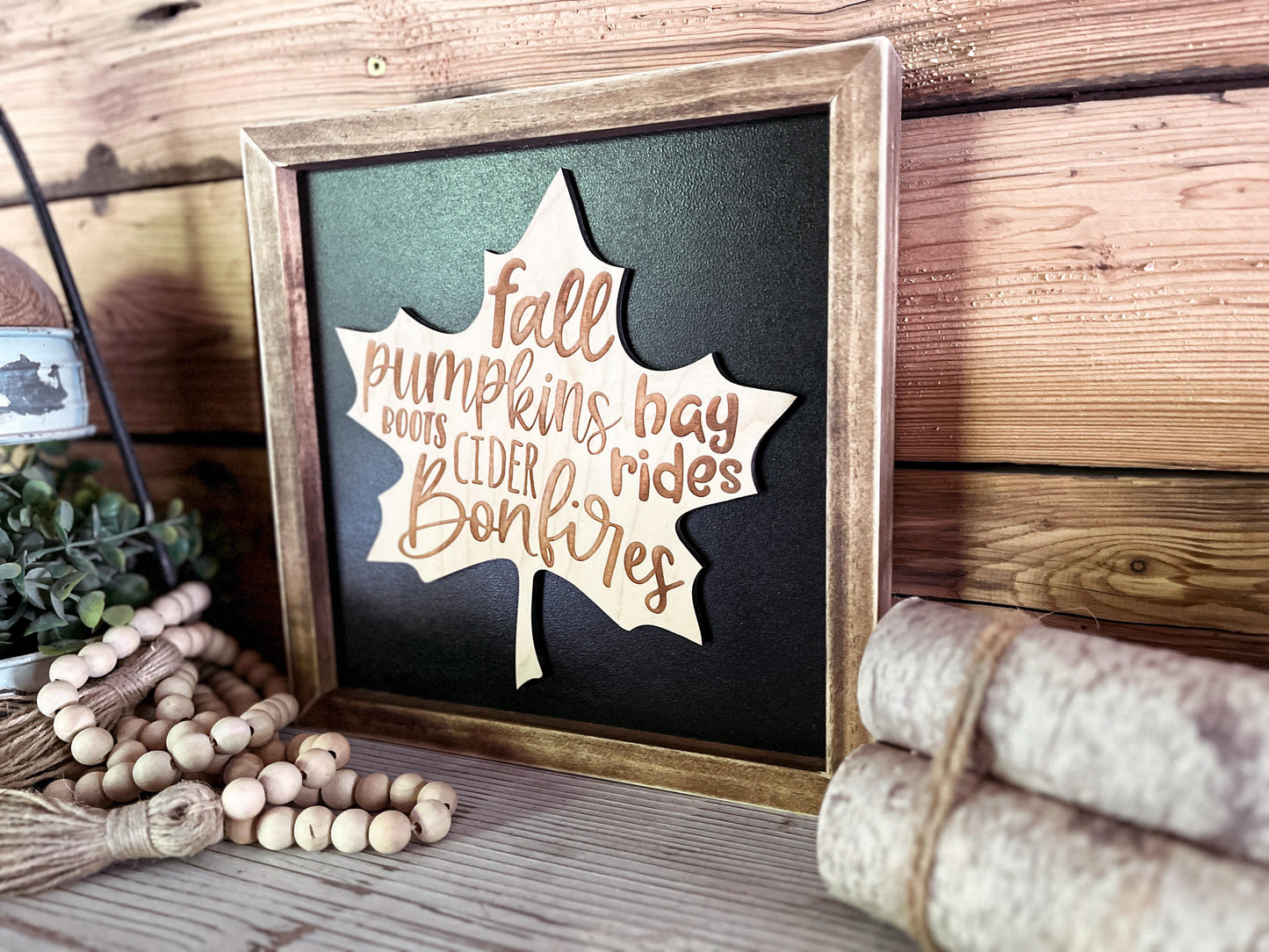 Fall Subway Art on Leaf | Fall Decor | Fall Signs for Home | Fall Signs Wooden | Autumn Decor | Autumn Shows Us Just How Beautiful Change Can Be