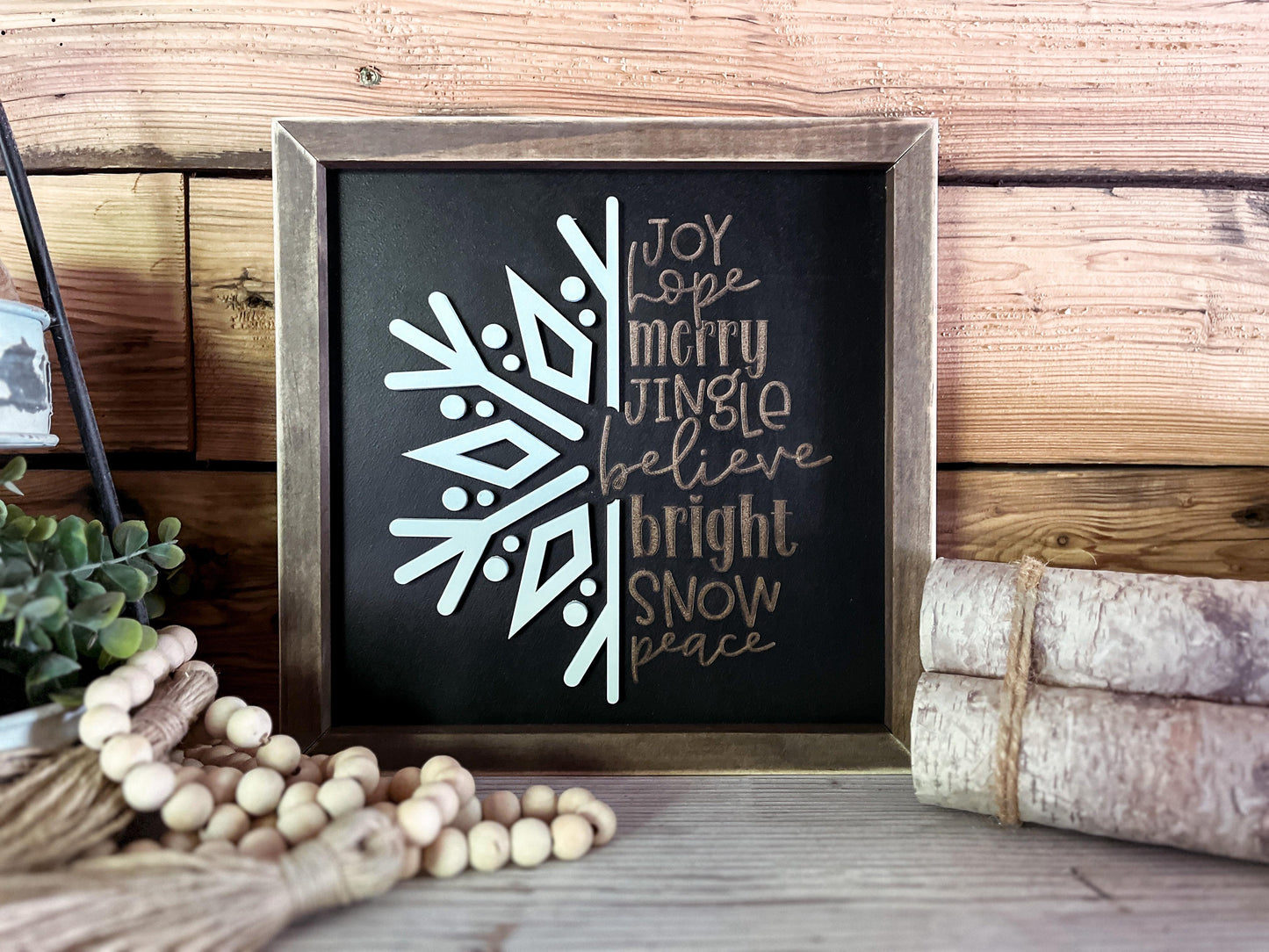 Christmas Sign | Snowflake Subway Art | Farmhouse Sign