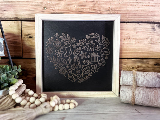 Christmas Subway Art Sign | Winter Subway Art | Farmhouse Sign | Heart