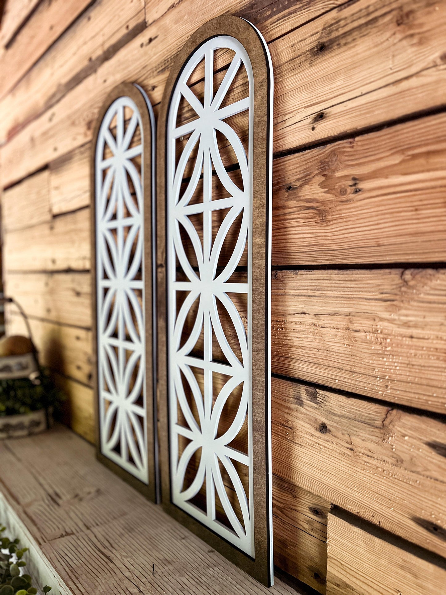 Set of Church Window Wall Decor | Farmhouse Window | Wooden Arch | Arched Frame | Cathedral Window Frame