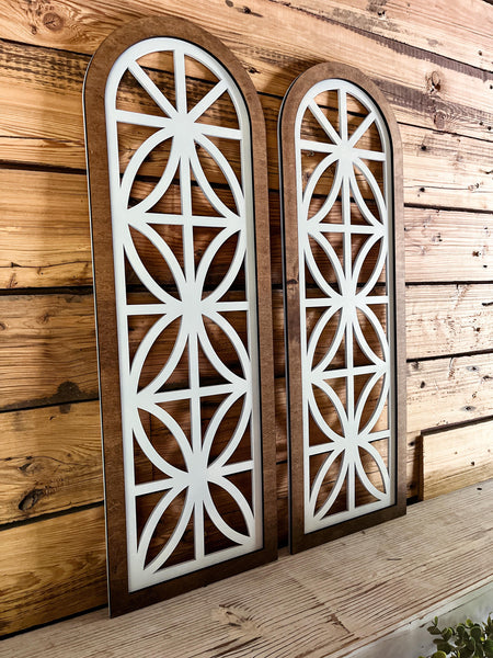 Set of Church Window Wall Decor | Farmhouse Window | Wooden Arch | Arched Frame | Cathedral Window Frame