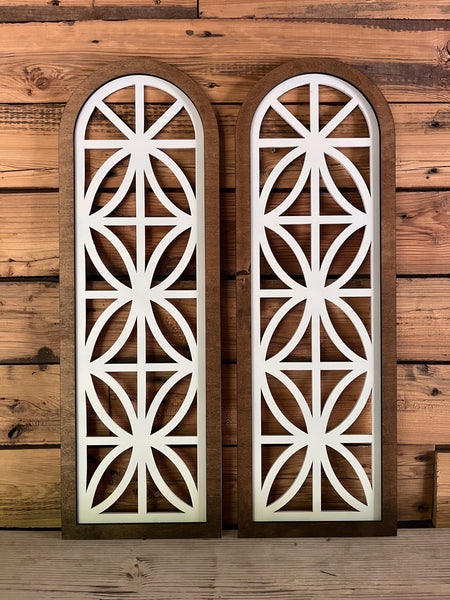 Set of Church Window Wall Decor | Farmhouse Window | Wooden Arch | Arched Frame | Cathedral Window Frame