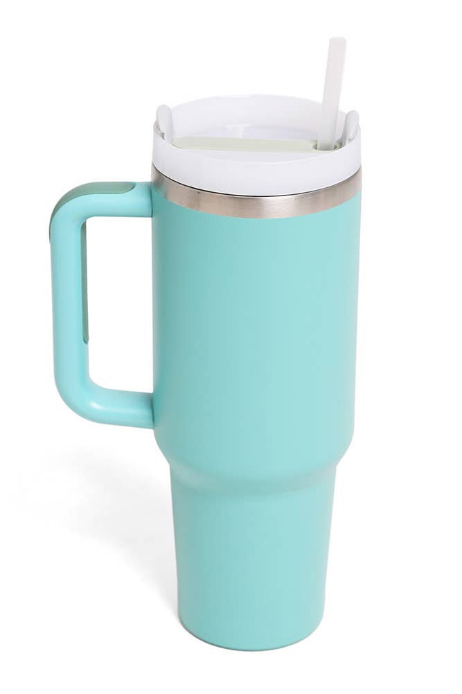 Solid Color 40oz Handle Tumbler: Charcoal