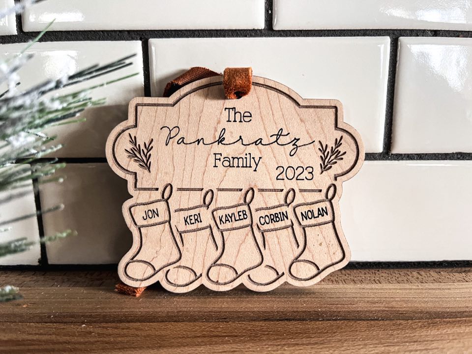 Family Ornament | Christmas Ornament | Stocking and Chimney Ornament