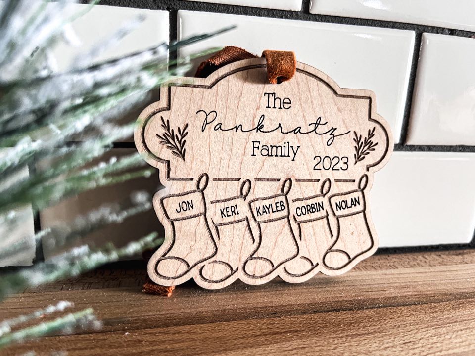 Family Ornament | Christmas Ornament | Stocking and Chimney Ornament