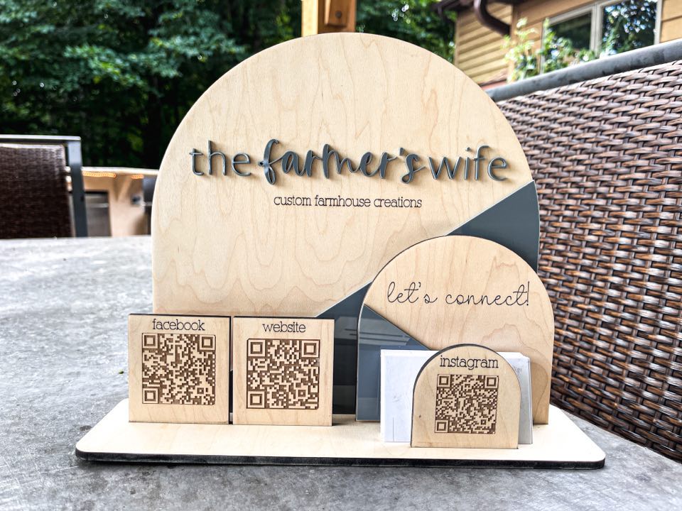 QR Code Sign for Business | Multi Social QR Code Sign | Business Card Holder | Social Media Sign