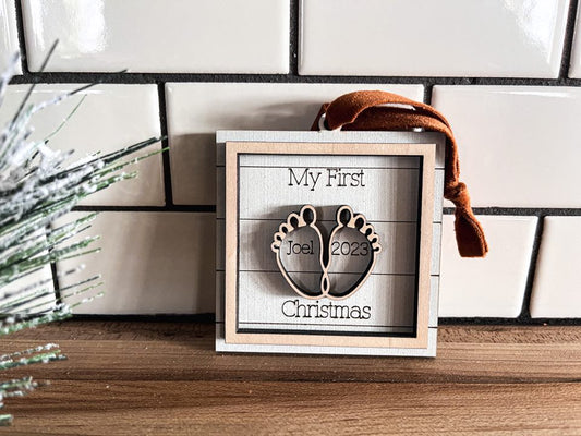 My First Christmas Ornament | Child Farmhouse Ornament | Personalized Ornament