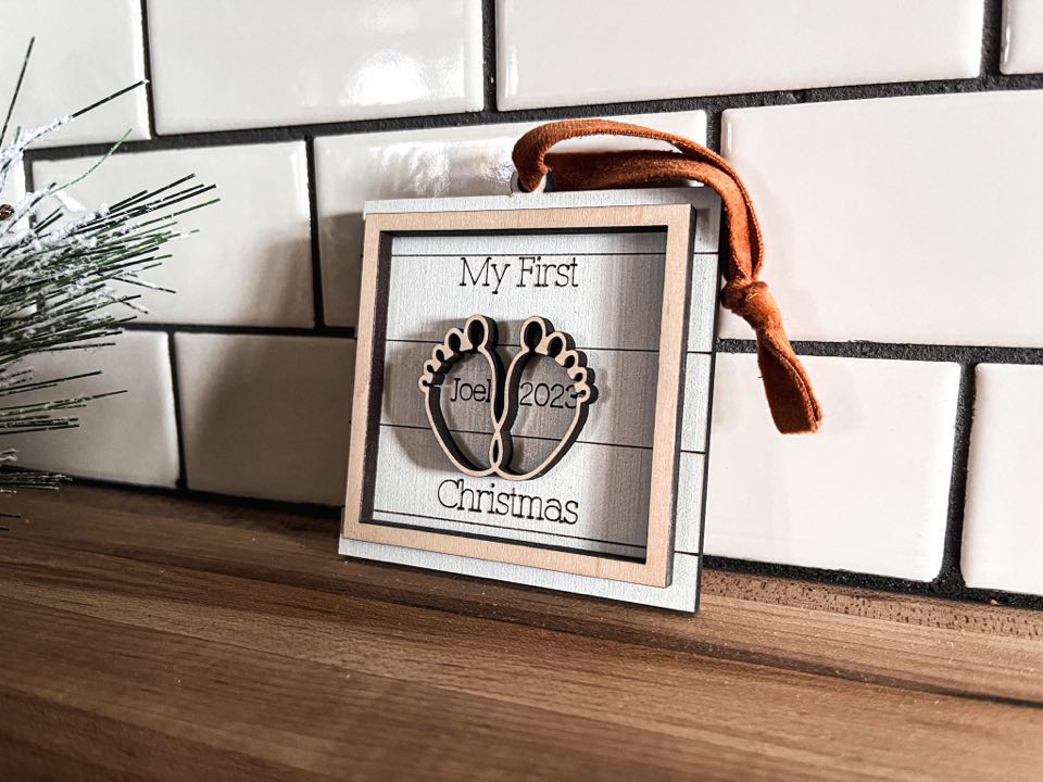 My First Christmas Ornament | Child Farmhouse Ornament | Personalized Ornament