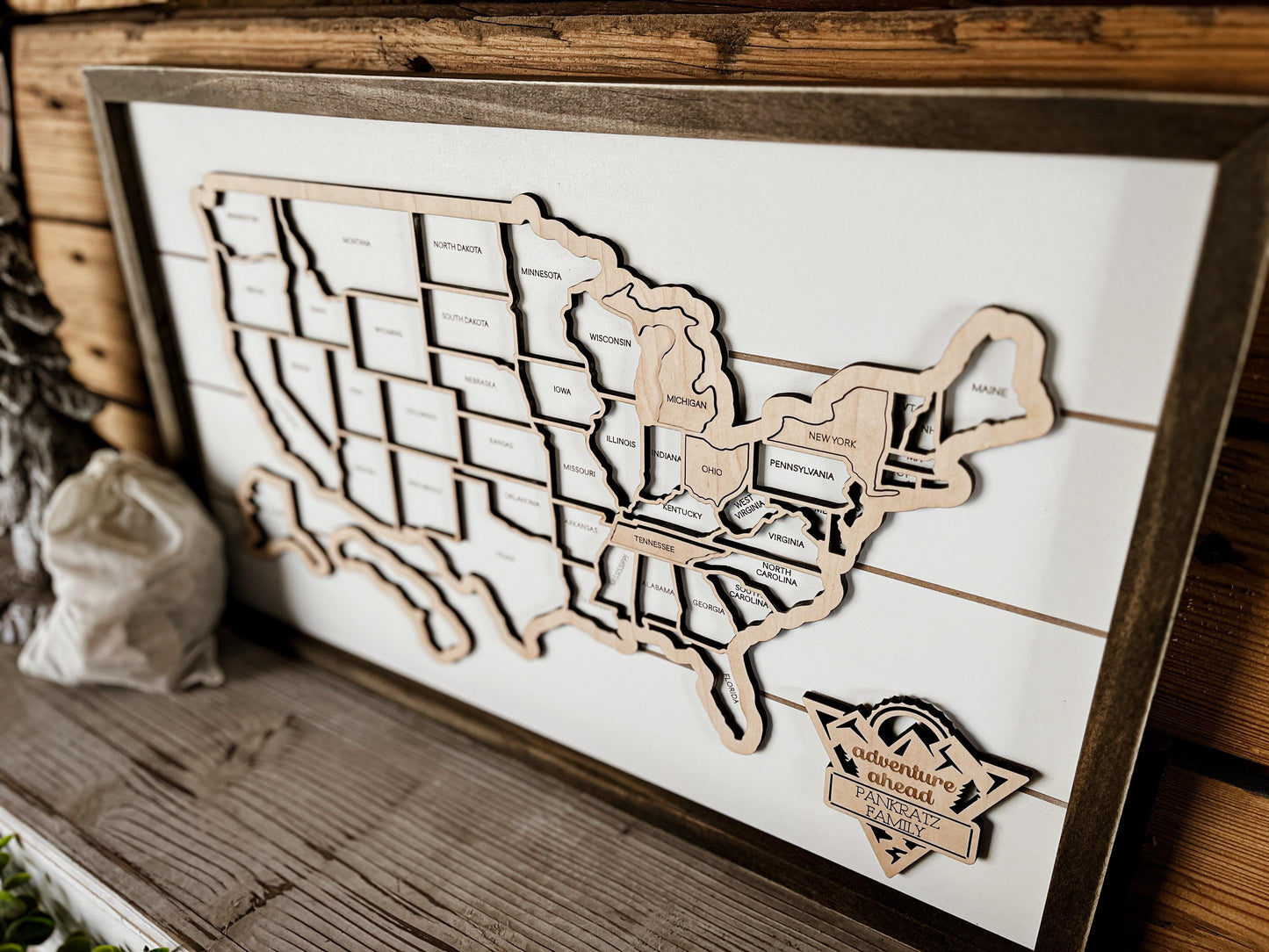 Personalized 3-D USA Puzzle Travel Tracker Map