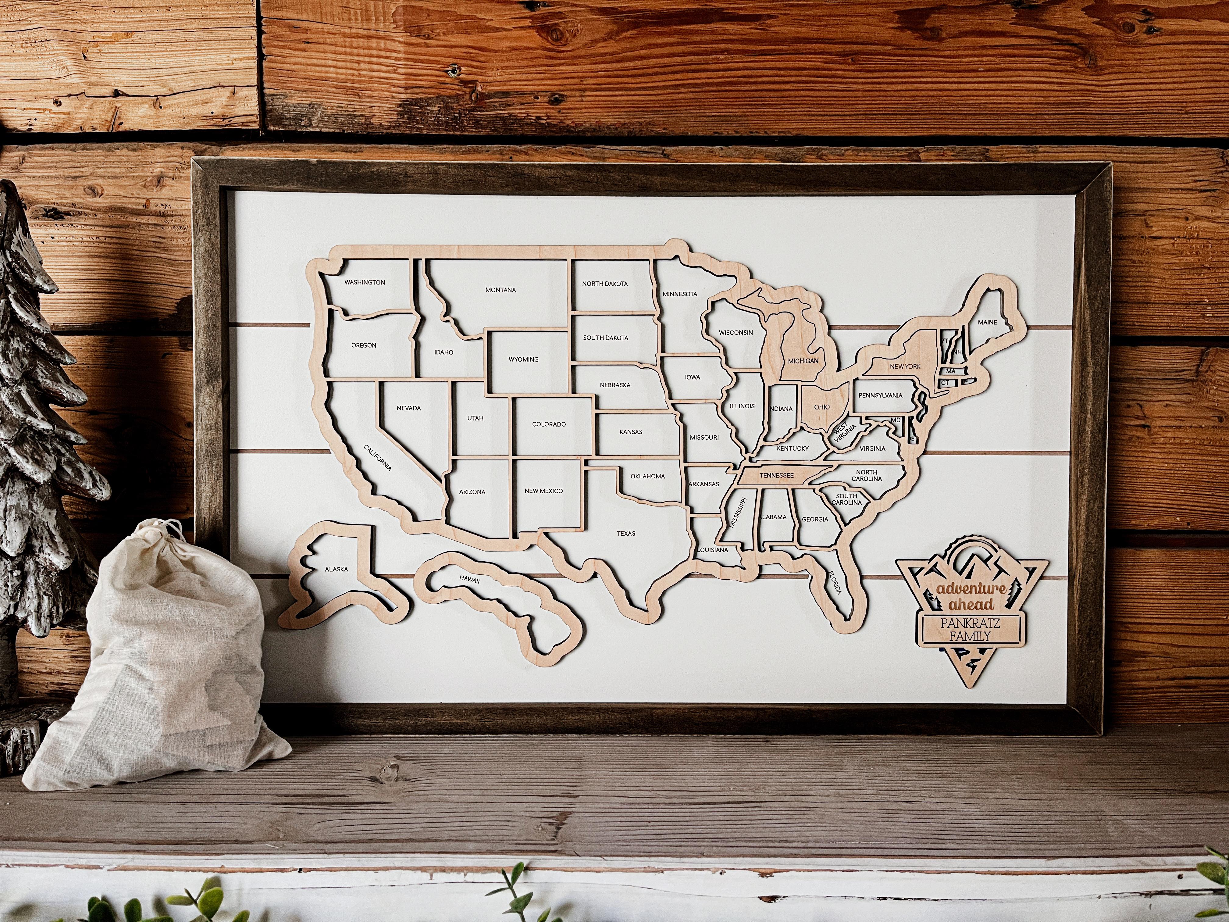 Personalized 3-D USA Puzzle Travel Tracker Map – The Farmer's Wife WI