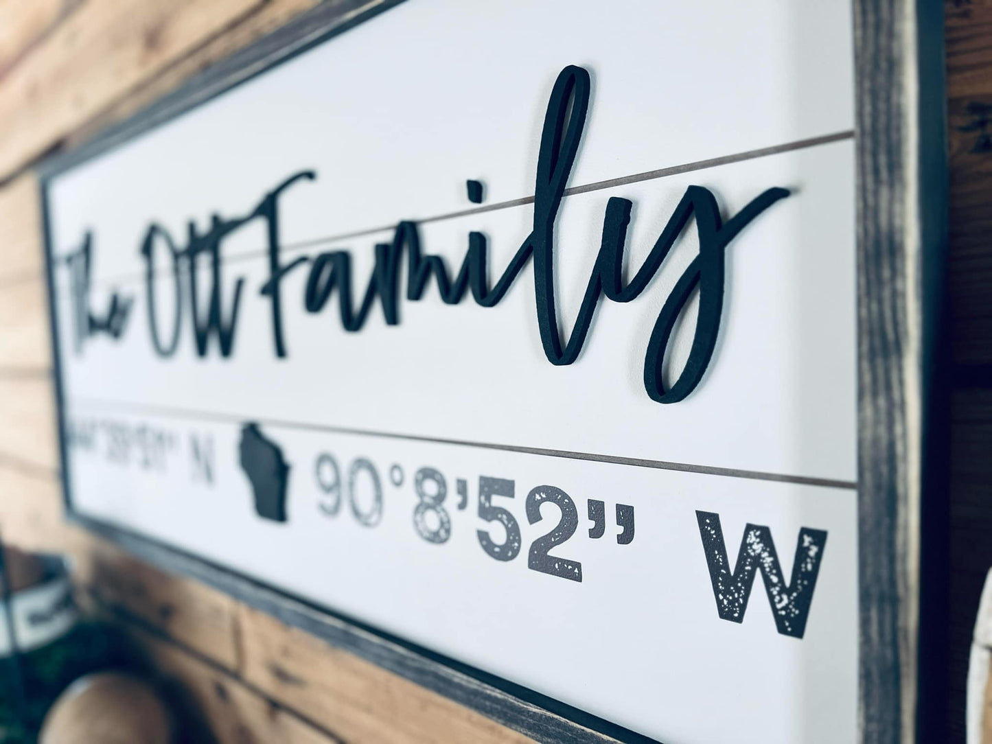 Personalized Family Name Sign with Home Coordinates | Custom Latitude & Longitude Sign