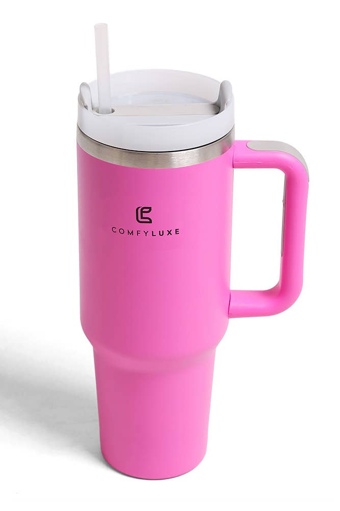 Solid Color 40oz Handle Tumbler: Charcoal