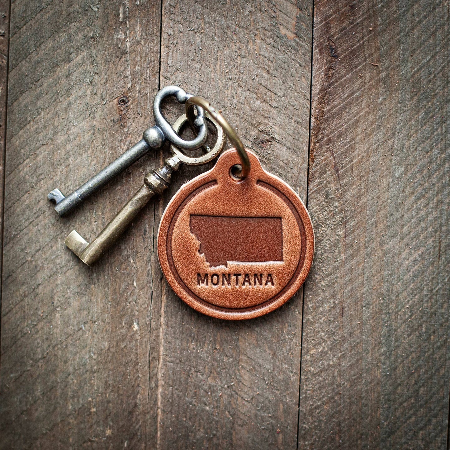 Montana Leather Keychain Circle