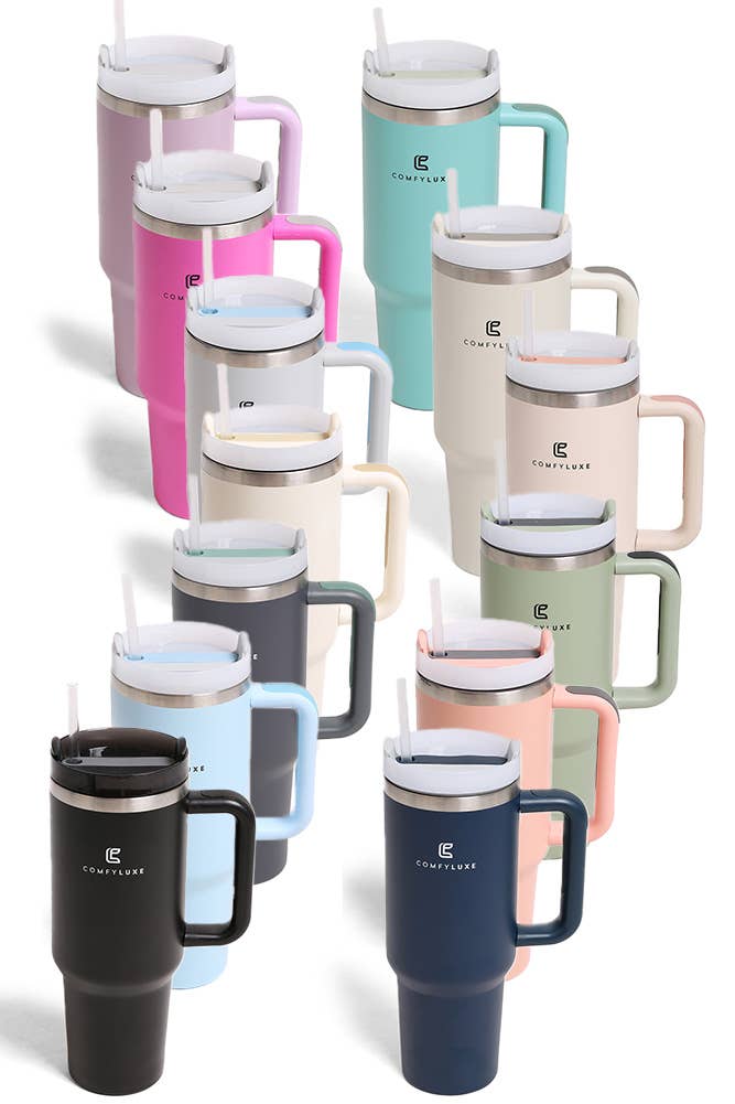 Solid Color 40oz Handle Tumbler: Charcoal
