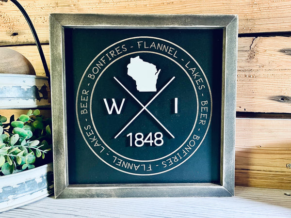 Wisconsin Bonfires | Wisconsin Art | Wisconsin Home Sign | Wisconsin Home Decor | Wisconsin Gifts