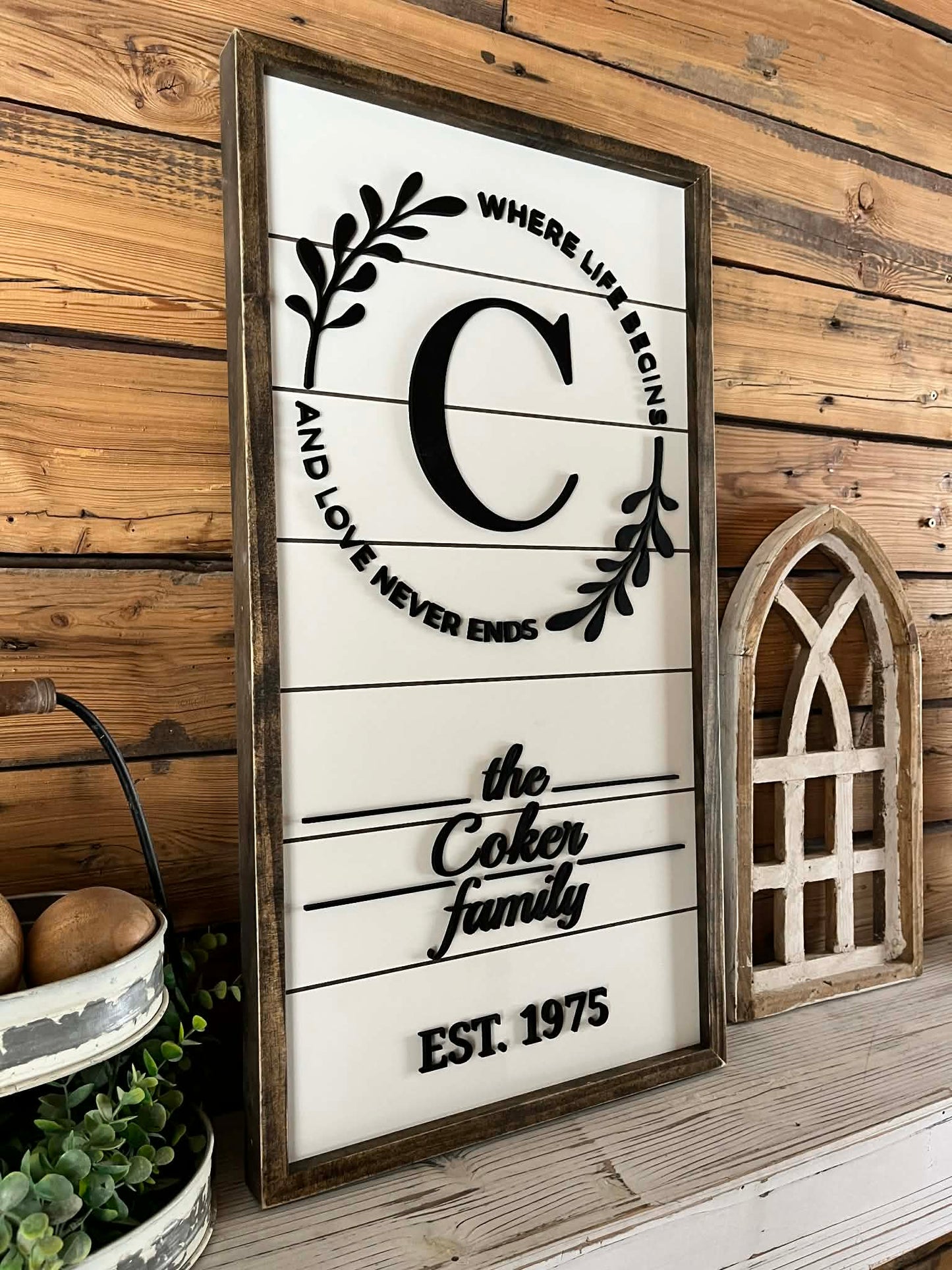 Personalized Family Name Sign: 3D Raised Letter Shiplap Wall Art