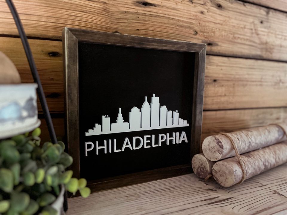 Philadelphia Skyline Art | Pennsylvania Sign | Philadelphia Home Decor | Pennsylvania Gifts | Skyline Sign
