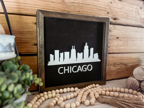 Chicago Skyline Art | Illinois Sign | Chicago Home Decor | Illinois Gifts | Skyline Sign