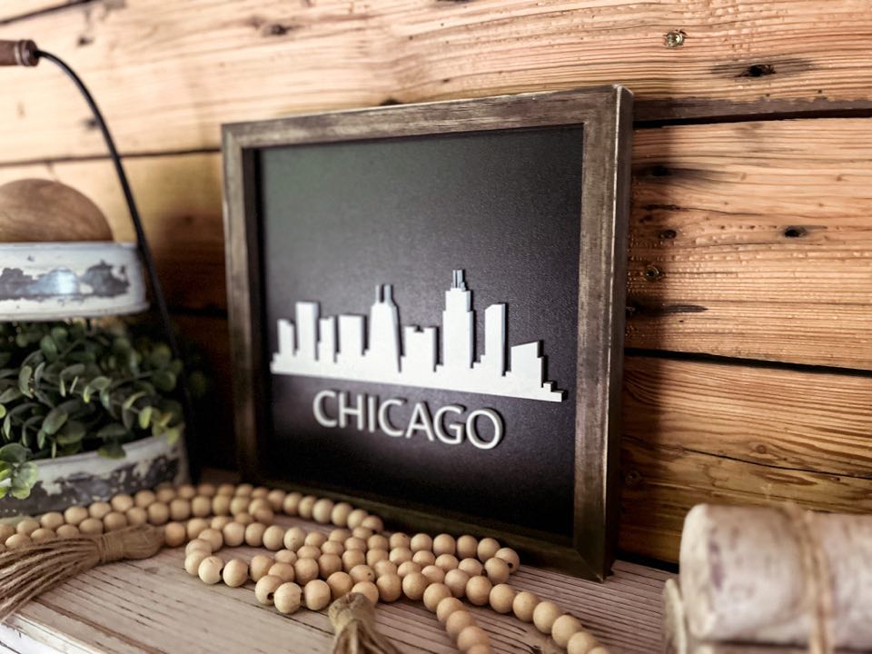 Chicago Skyline Art | Illinois Sign | Chicago Home Decor | Illinois Gifts | Skyline Sign