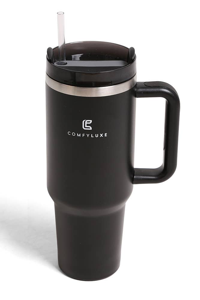 Solid Color 40oz Handle Tumbler: Charcoal