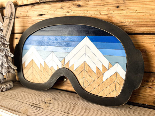 Mountain Mosaic Wall Art | Ski Art | Snowboard Art | Snowboarding Gift | Mountain Wall Art | Ski Goggles Mosaic Art