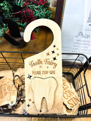 Tooth Fairy Wooden Door Hanger | Laser Engraved Wood