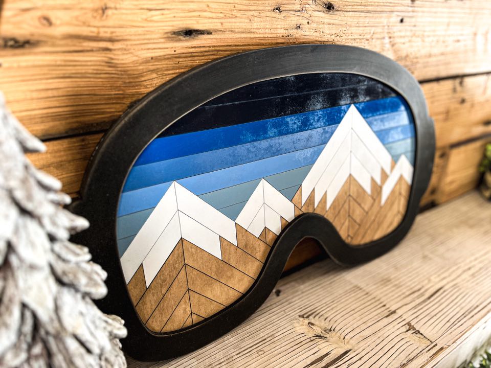 Mountain Mosaic Wall Art | Ski Art | Snowboard Art | Snowboarding Gift | Mountain Wall Art | Ski Goggles Mosaic Art