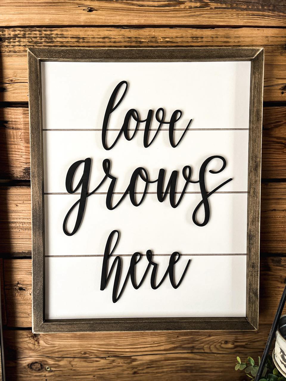 Love Grows Here Sign | Shiplap Raised Lettering Farmhouse Sign