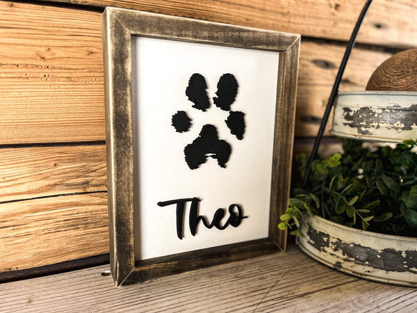 Pet Paw Print Memorial Sign | Dog Print | Home Pet Sign | Wood Signs | Wood Wall Art
