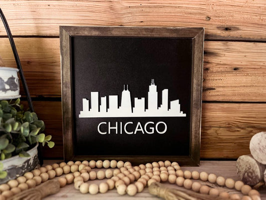 Chicago Skyline Art | Illinois Sign | Chicago Home Decor | Illinois Gifts | Skyline Sign